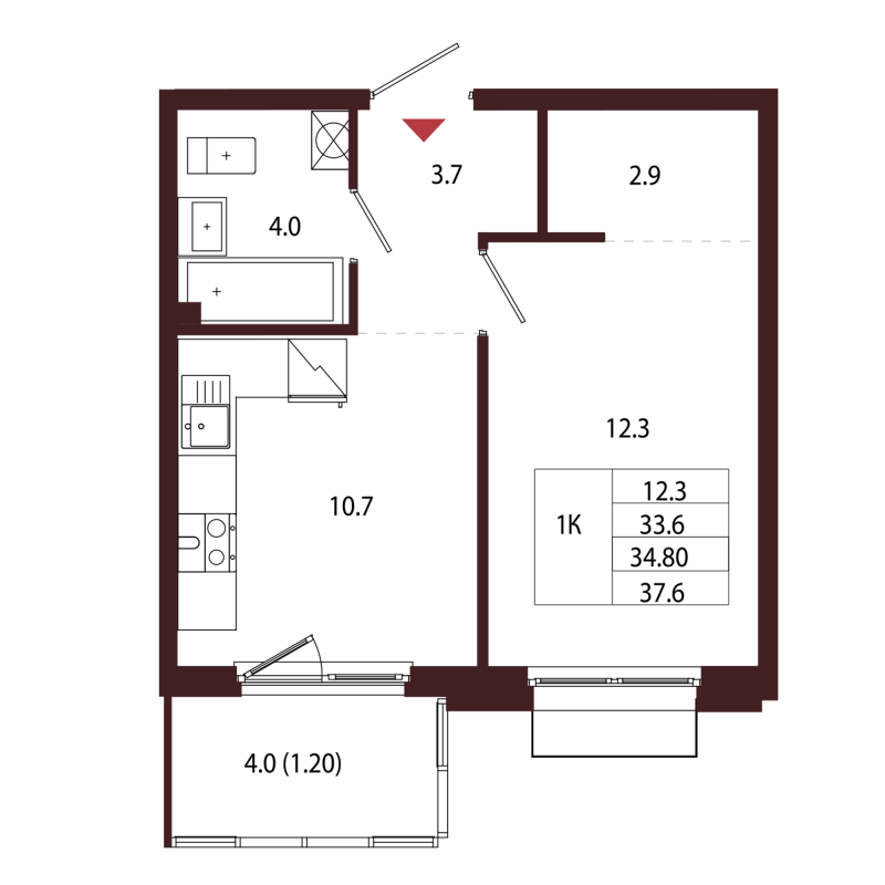 1 ккв 34,8 м²
