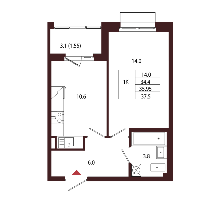 1 ккв 36 м²