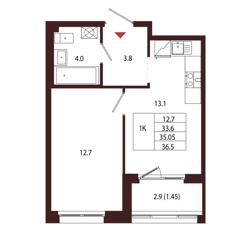 1 ккв 35,1 м²