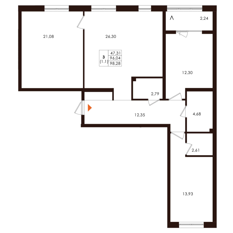 4 ккв (Евро) 98,3 м²