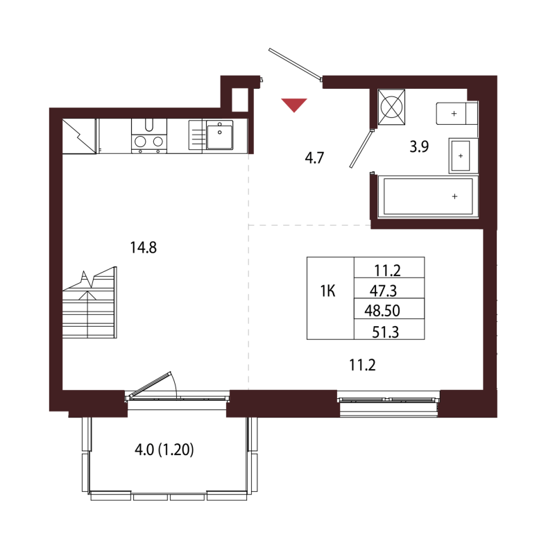 1 ккв 48,5 м²
