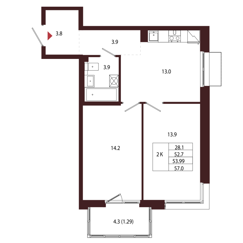 2 ккв 54 м²
