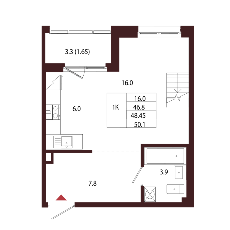 1 ккв 48,5 м²