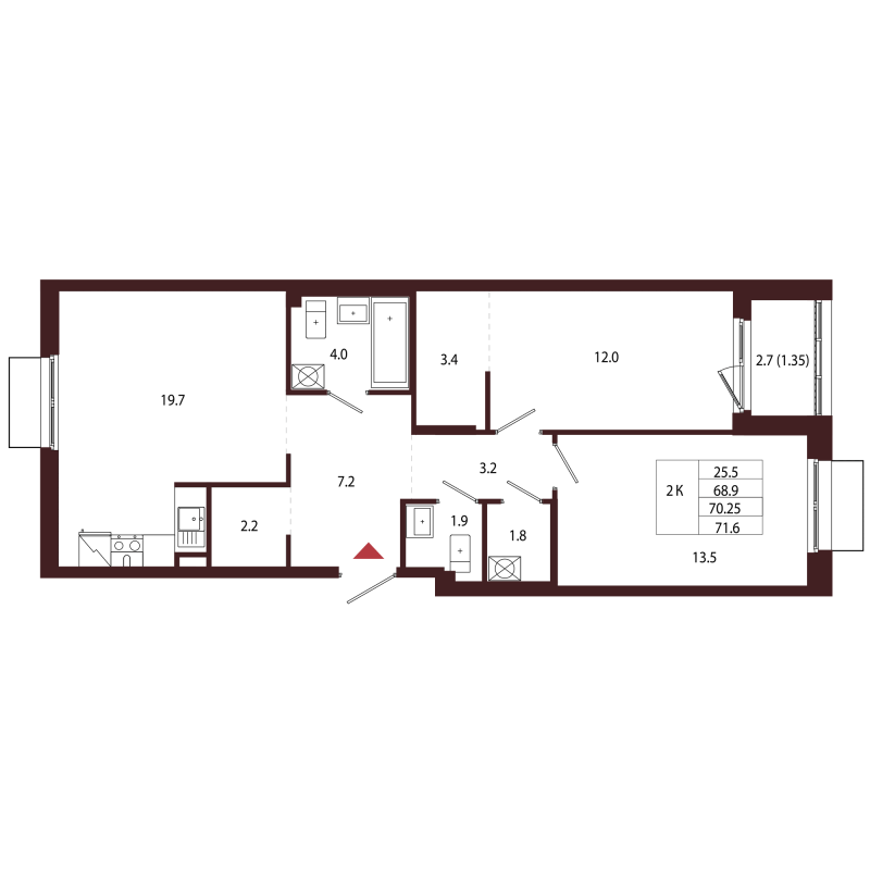 3 ккв (Евро) 70,3 м²