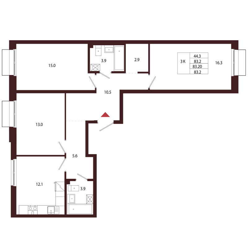 3 ккв 83,2 м²