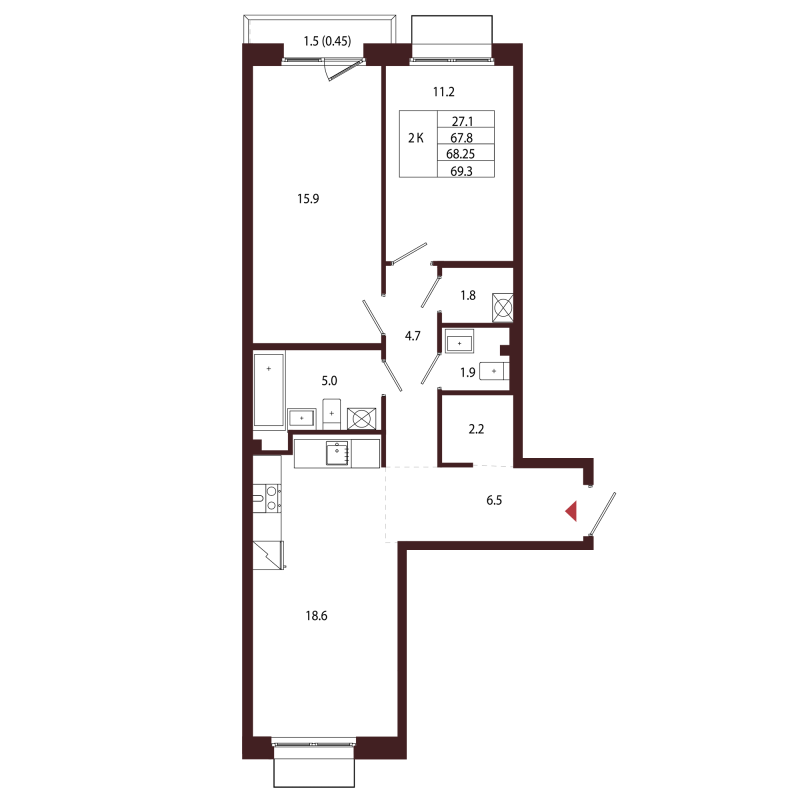 3 ккв (Евро) 68,3 м²