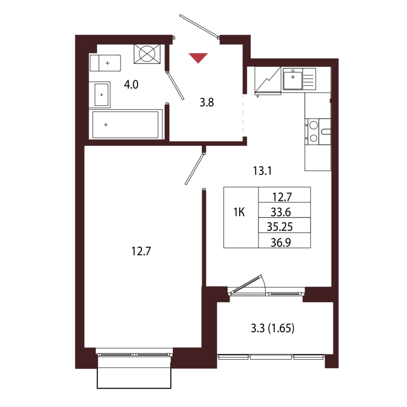 1 ккв 35,3 м²