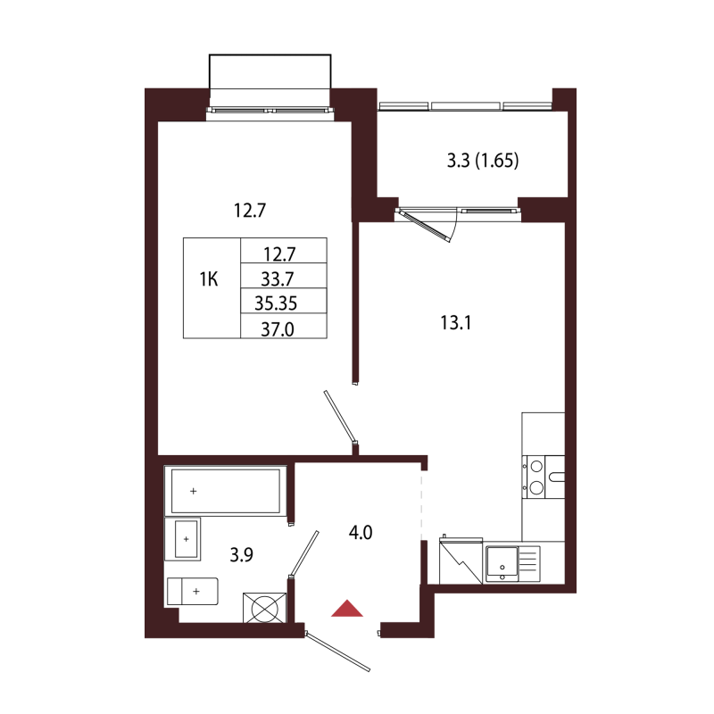 1 ккв 35,4 м²