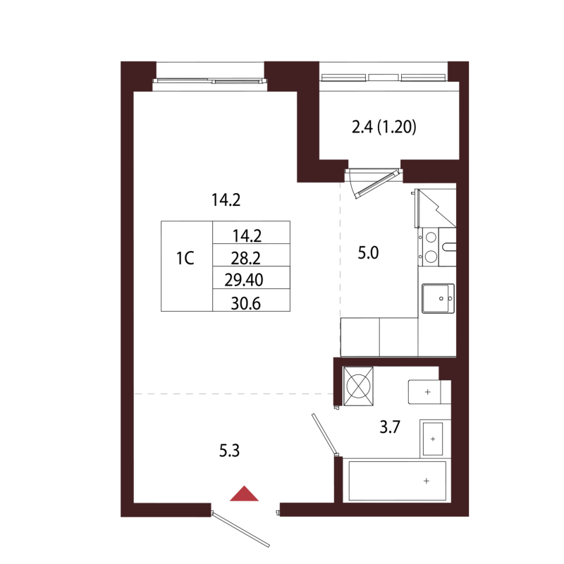 Студия 29,4 м²