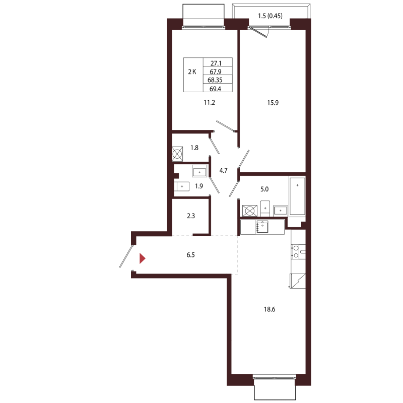 3 ккв (Евро) 68,4 м²