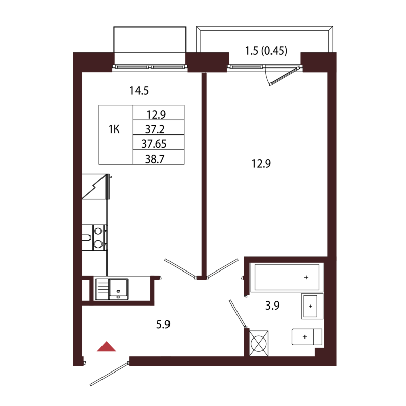 1 ккв 37,7 м²