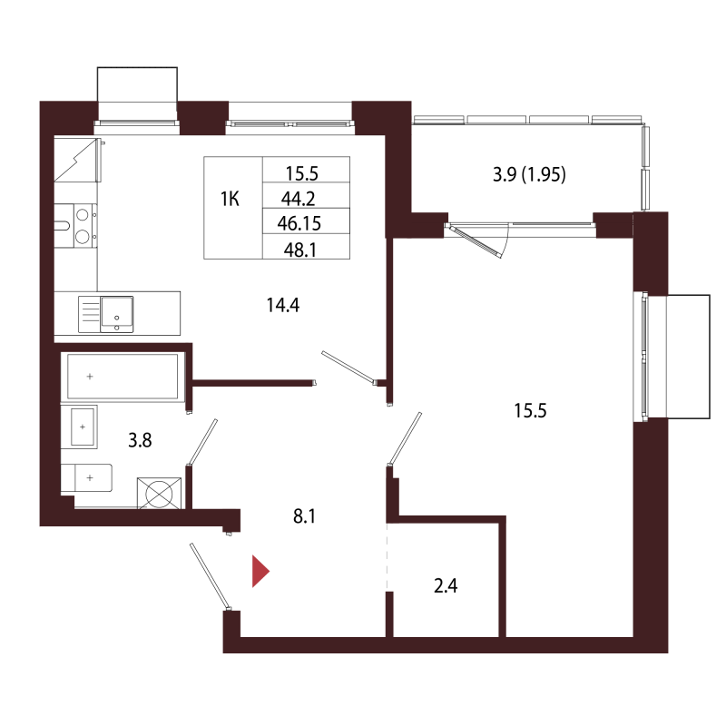 1 ккв 46,2 м²