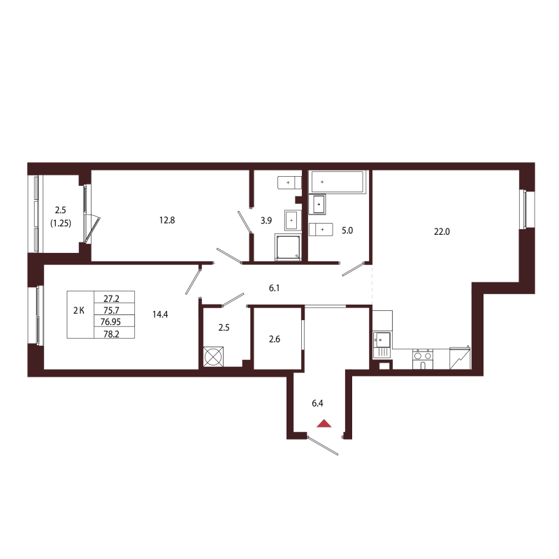 3 ккв (Евро) 77 м²