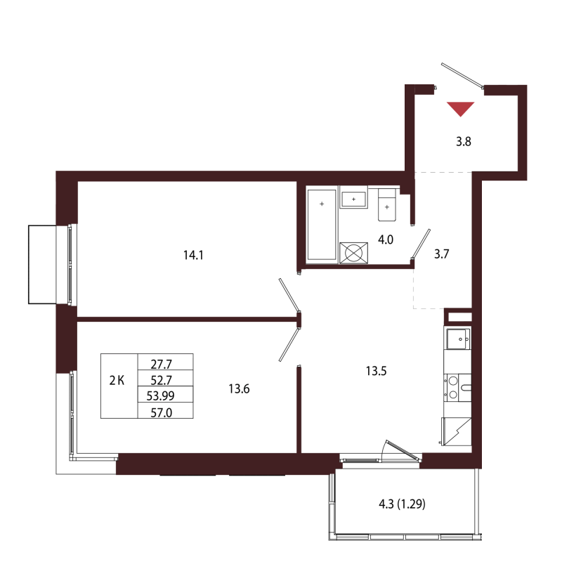 2 ккв 54 м²
