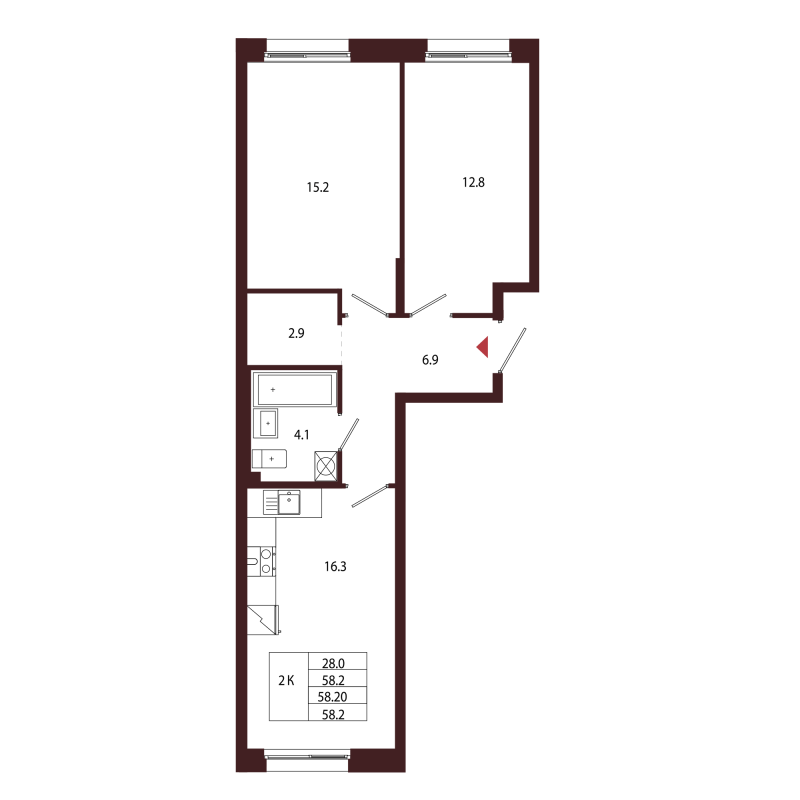3 ккв (Евро) 58,2 м²