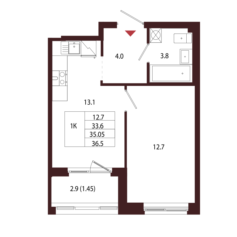 1 ккв 35,1 м²