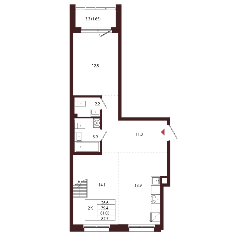 2 ккв 81,1 м²