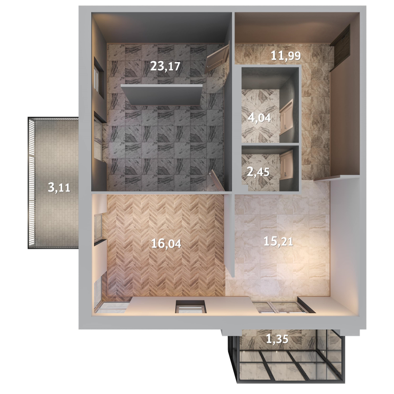 3 ккв (Евро) 77,4 м²