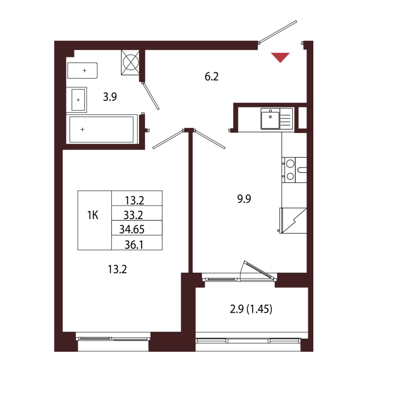 1 ккв 34,7 м²