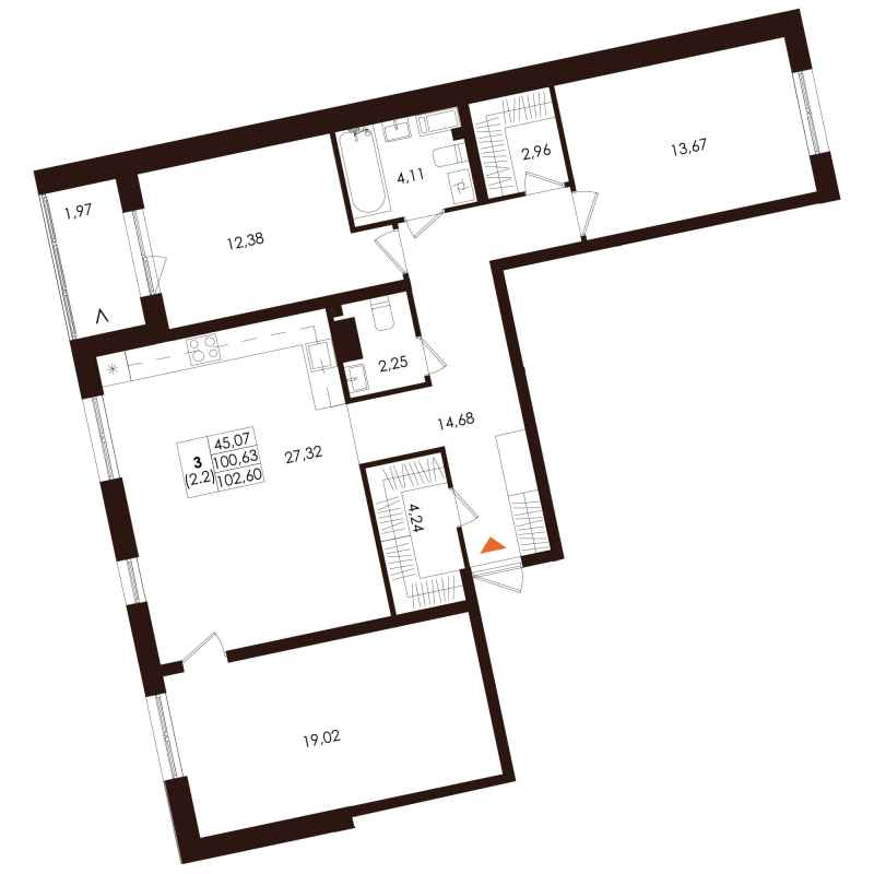 4 ккв (Евро) 102,6 м²