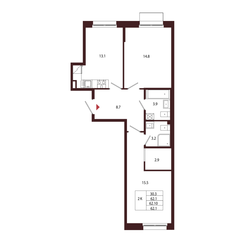 2 ккв 62,1 м²