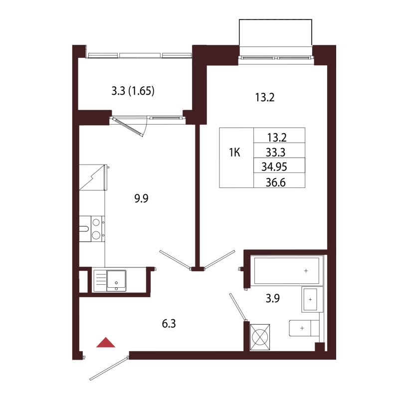 1 ккв 35 м²