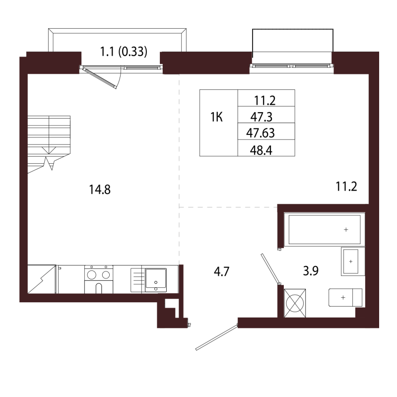 1 ккв 47,6 м²
