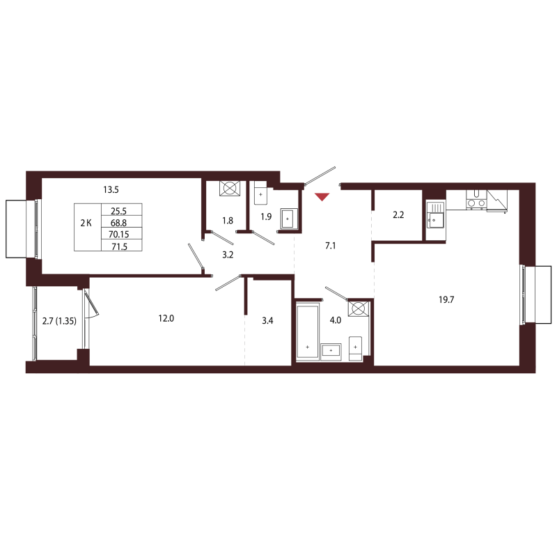 3 ккв (Евро) 70,2 м²