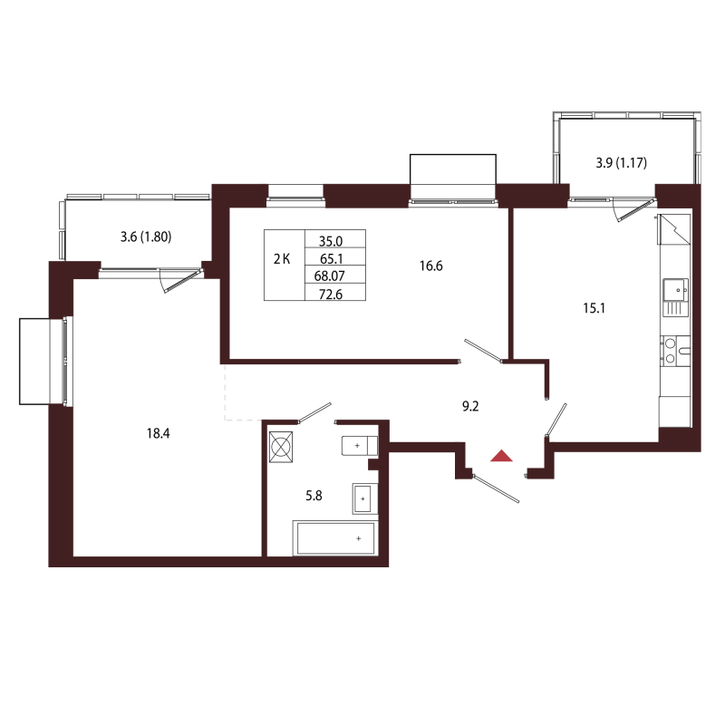 3 ккв (Евро) 68,1 м²