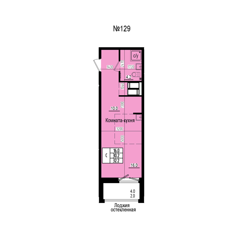 Студия 32,2 м²
