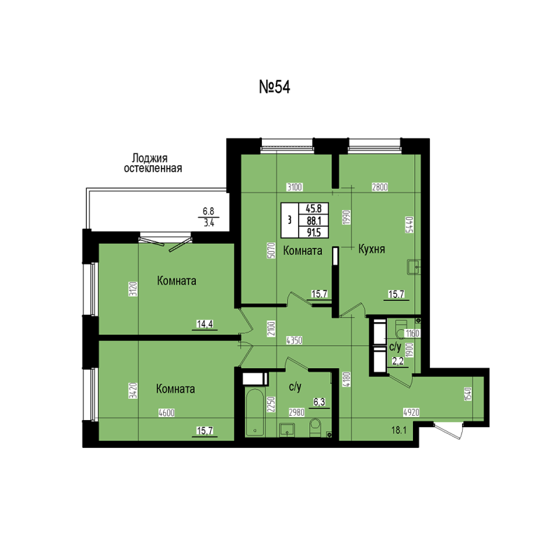 4 ккв (Евро) 91,5 м²