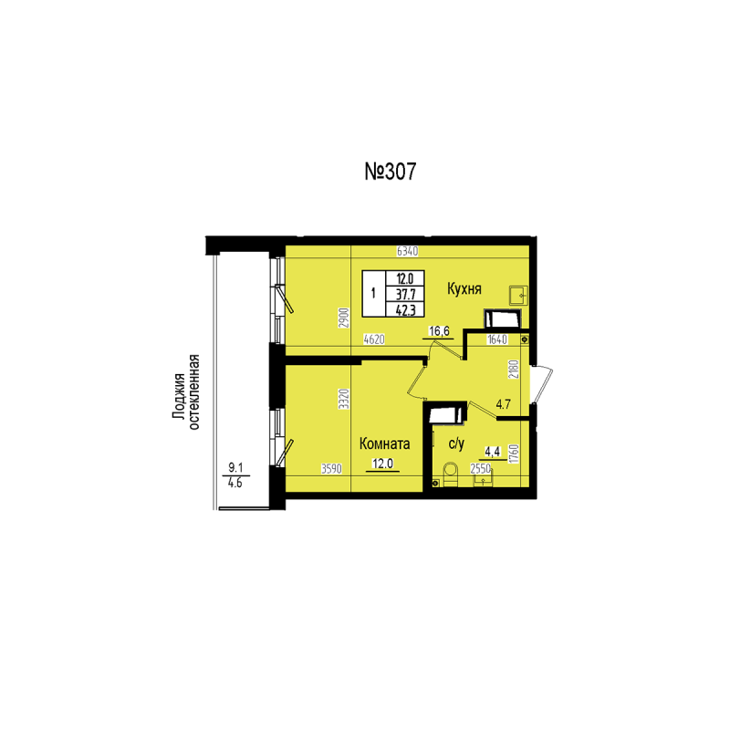 2 ккв (Евро) 42,3 м²