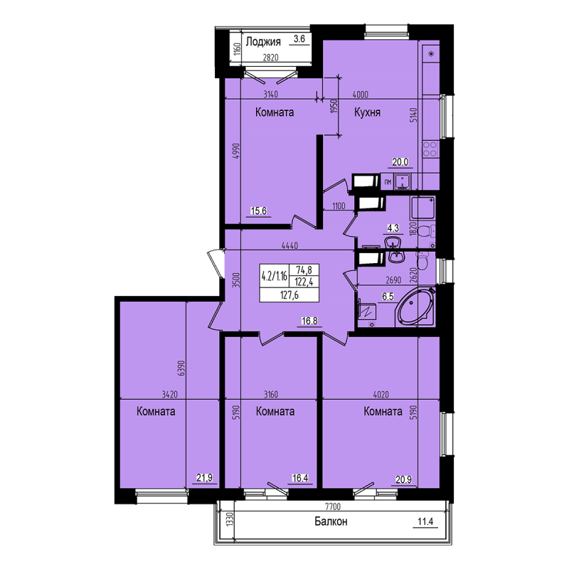 5 ккв (Евро) 127,6 м²