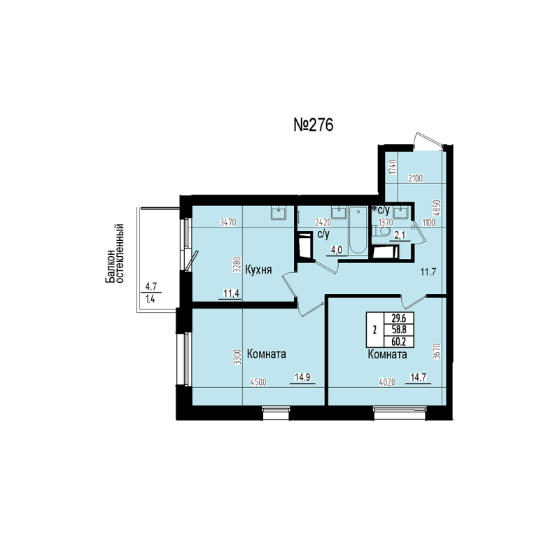 2 ккв 60,2 м²