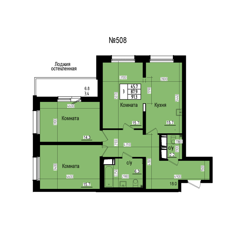 4 ккв (Евро) 91,3 м²