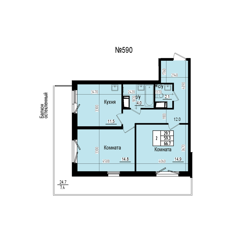 2 ккв 66,7 м²