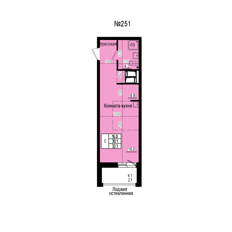 Студия 32,2 м²