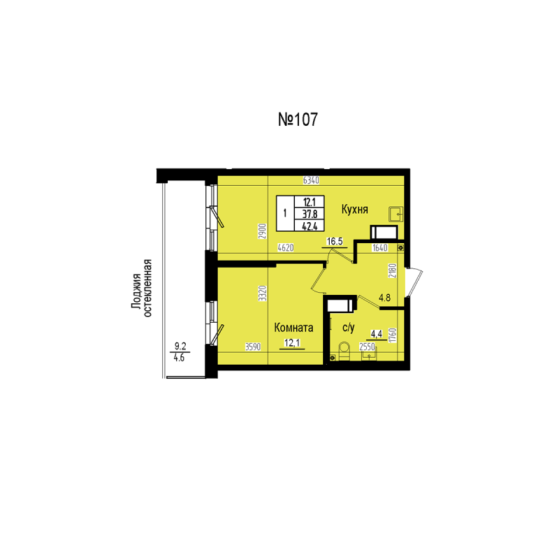 2 ккв (Евро) 42,4 м²