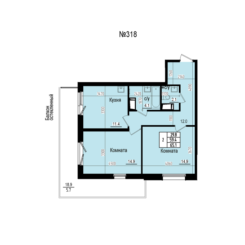2 ккв 65,1 м²
