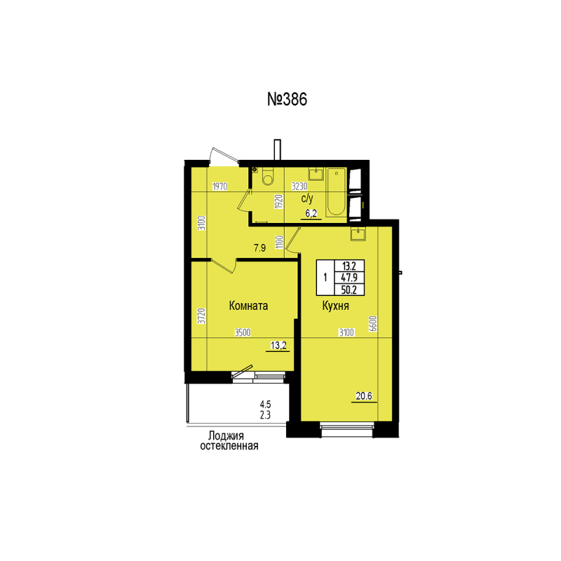 2 ккв (Евро) 50,2 м²