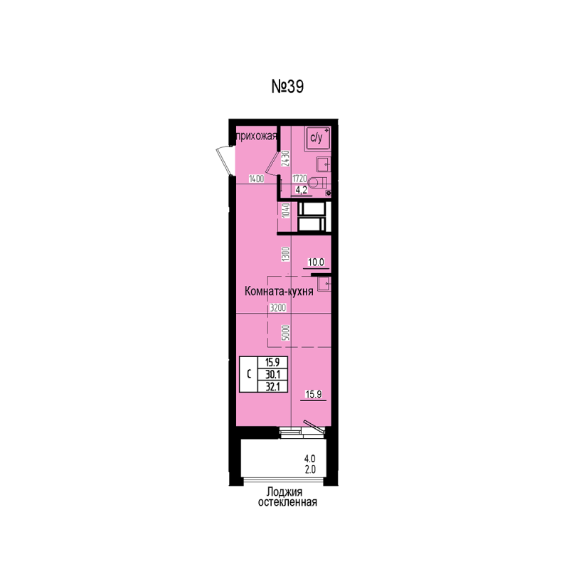 Студия 32,1 м²