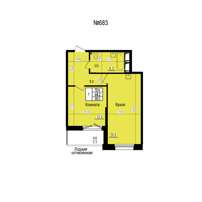 2 ккв (Евро) 50,5 м²