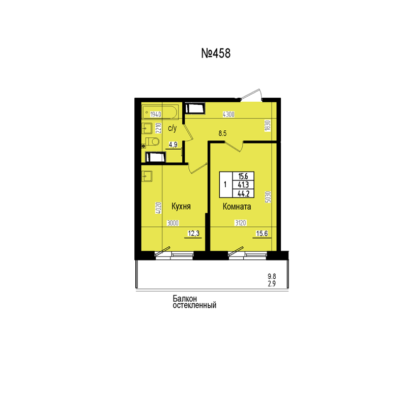 1 ккв 44,2 м²
