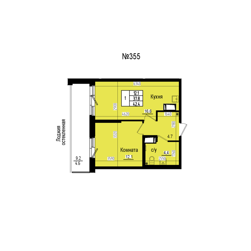 2 ккв (Евро) 42,4 м²