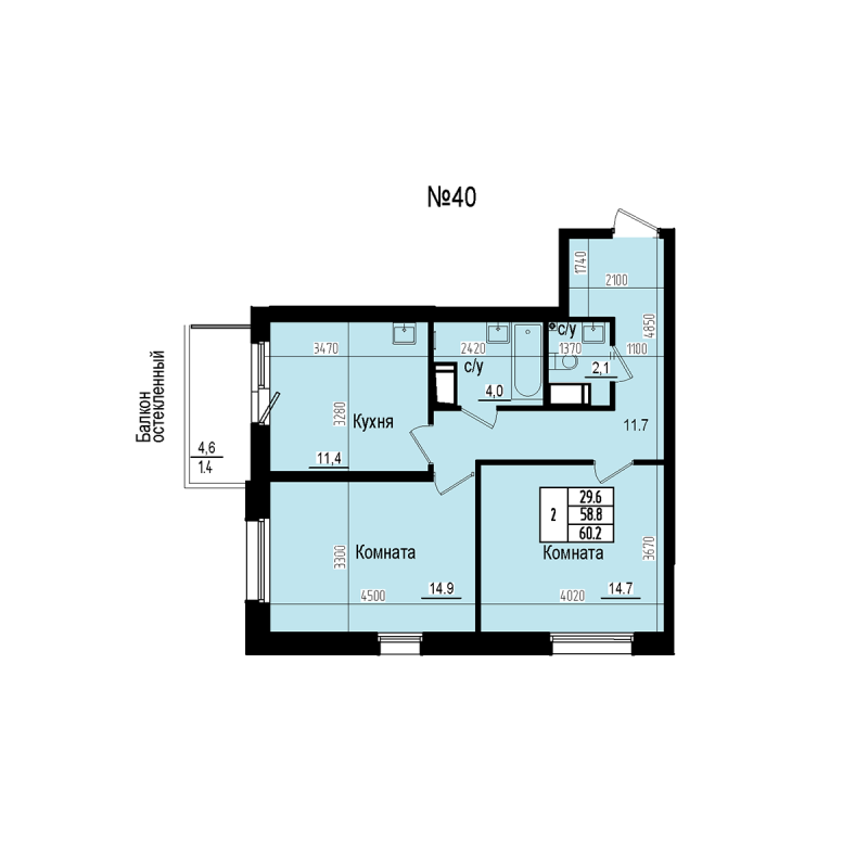 2 ккв 60,2 м²