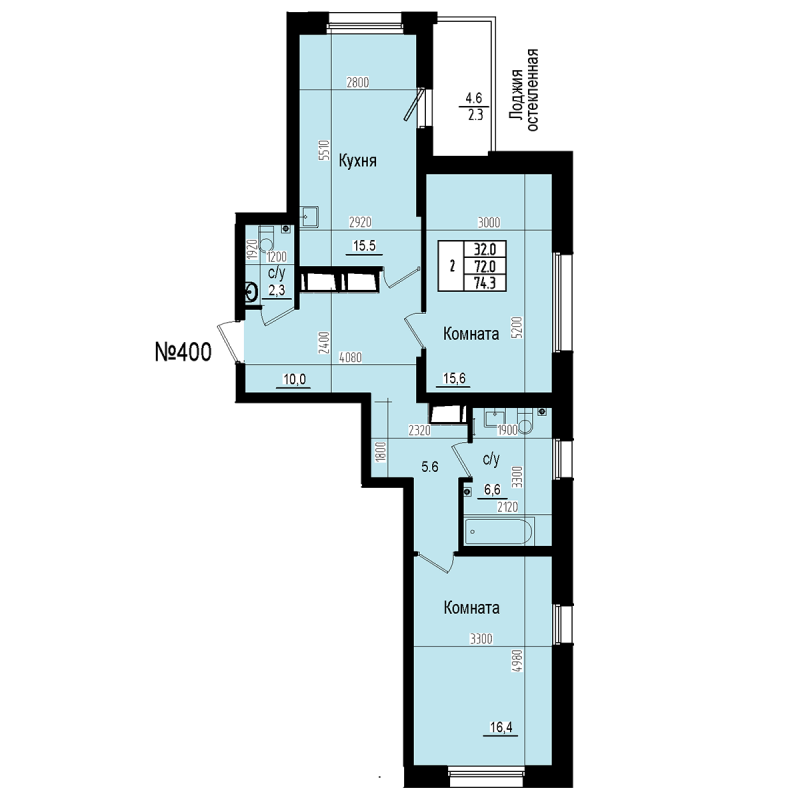 3 ккв (Евро) 74,3 м²