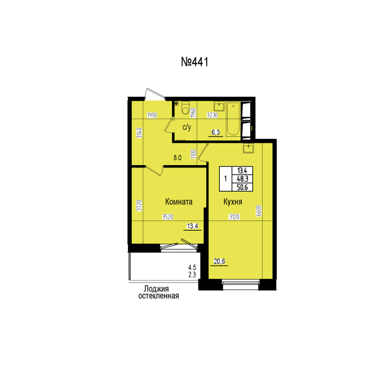 2 ккв (Евро) 50,6 м²