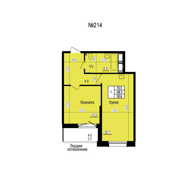 2 ккв (Евро) 50,6 м²