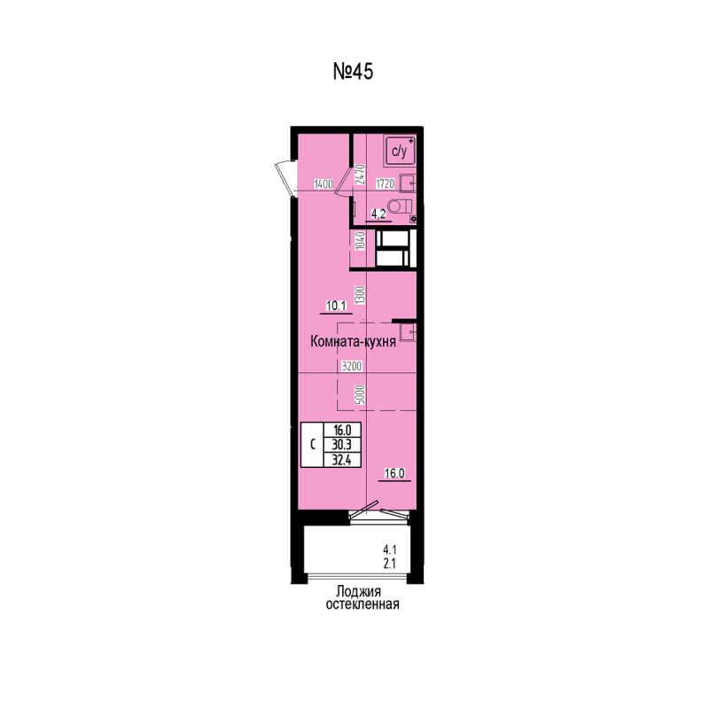 Студия 32,4 м²