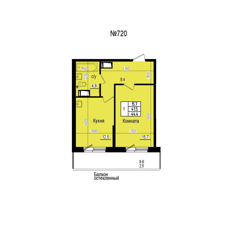 1 ккв 44,4 м²
